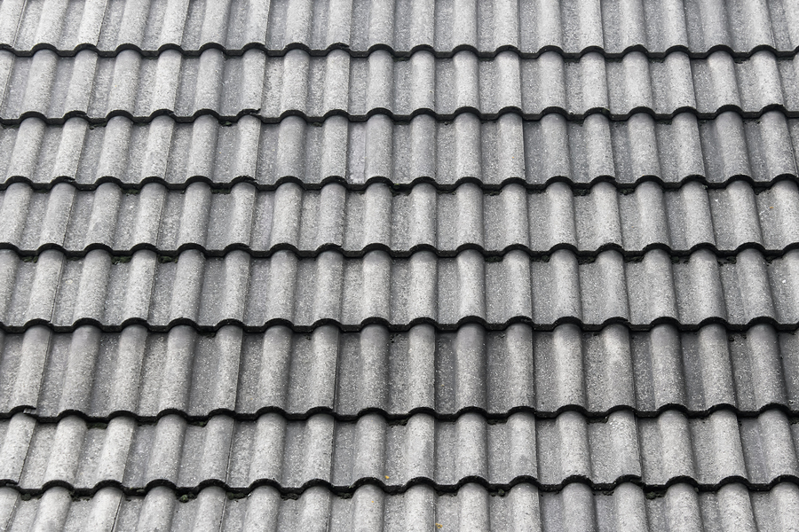 Texture With Gray Roof Tiles. Roof Protecting Cover Material Arr